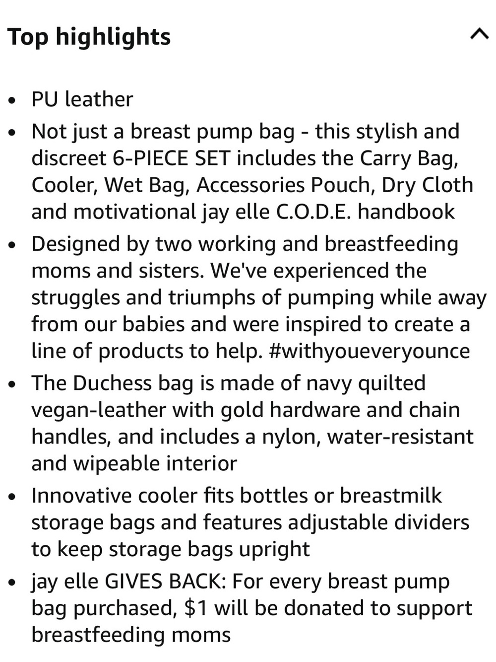 Jay Elle Duchess Quilted Navy Baby Breast Pump Bag w/ Gold Chain | 6-Piece Set - Picture 12 of 16